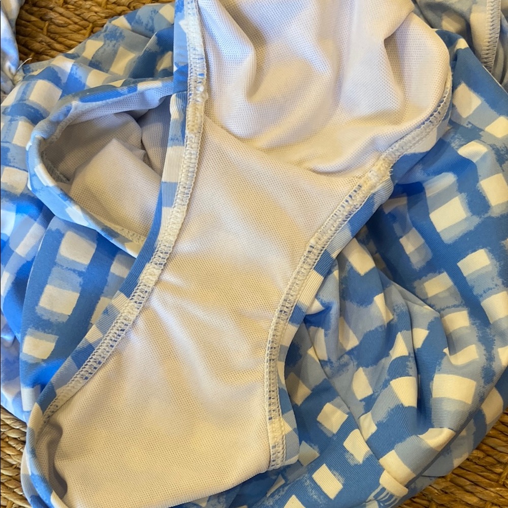 Lilly Pulitzer Blue Fiesta Gingham Off-Shoulder One-Piece Swimsuit - Picture 8 of 8